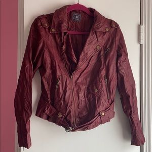 Forever 21 Burgundy Moto Jacket - Large